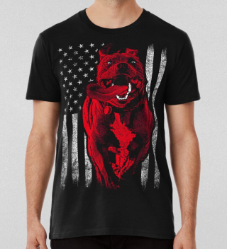 American Bully With American Flag In The Background T-shirt