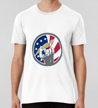 American Electrician Usa Flag Icon T-shirt