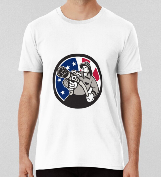 American Fireman Usa Flag Icon T-shirt