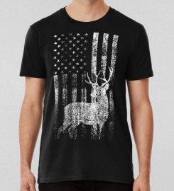 American Flag Deer Distressed Patriotic Hunting Deer Lover Hunter Design T-shirt