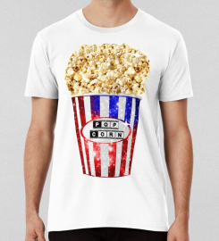 American Popcorn Galaxy Usa Flag Cinema Movie Show T-shirt